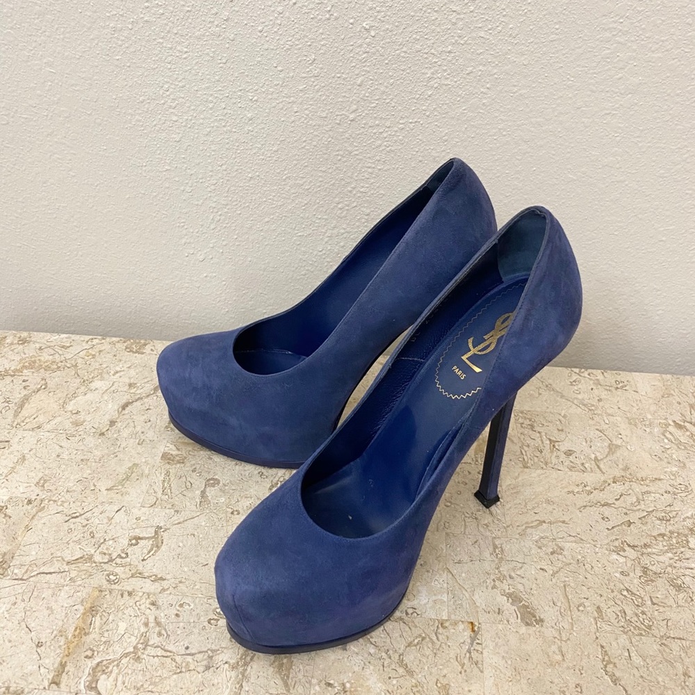 Authentic Ysl Suede Platform Pump - image 3